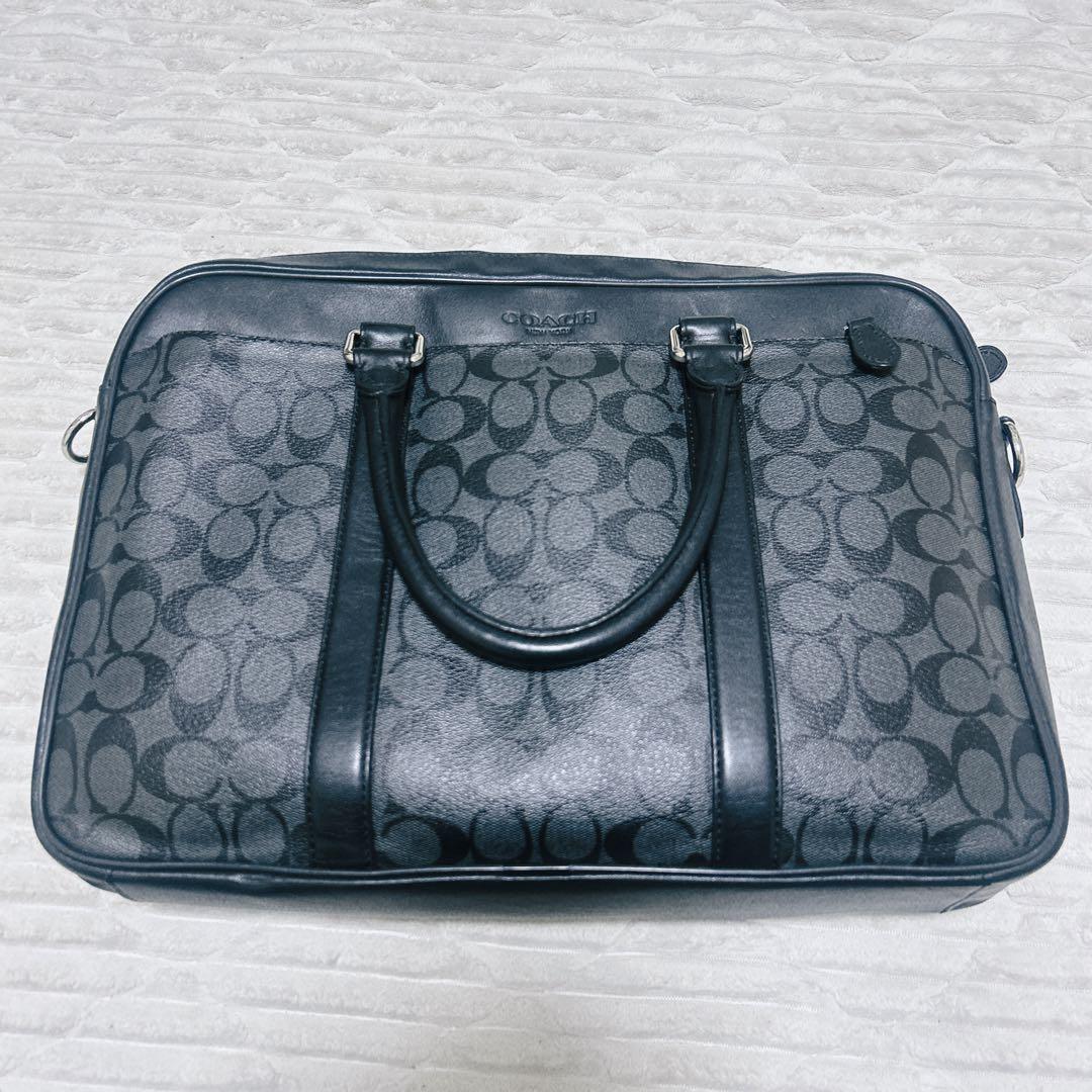 COACH シグネチャー　ビジネスバッグ レザー　グレー　ブラック　メンズ