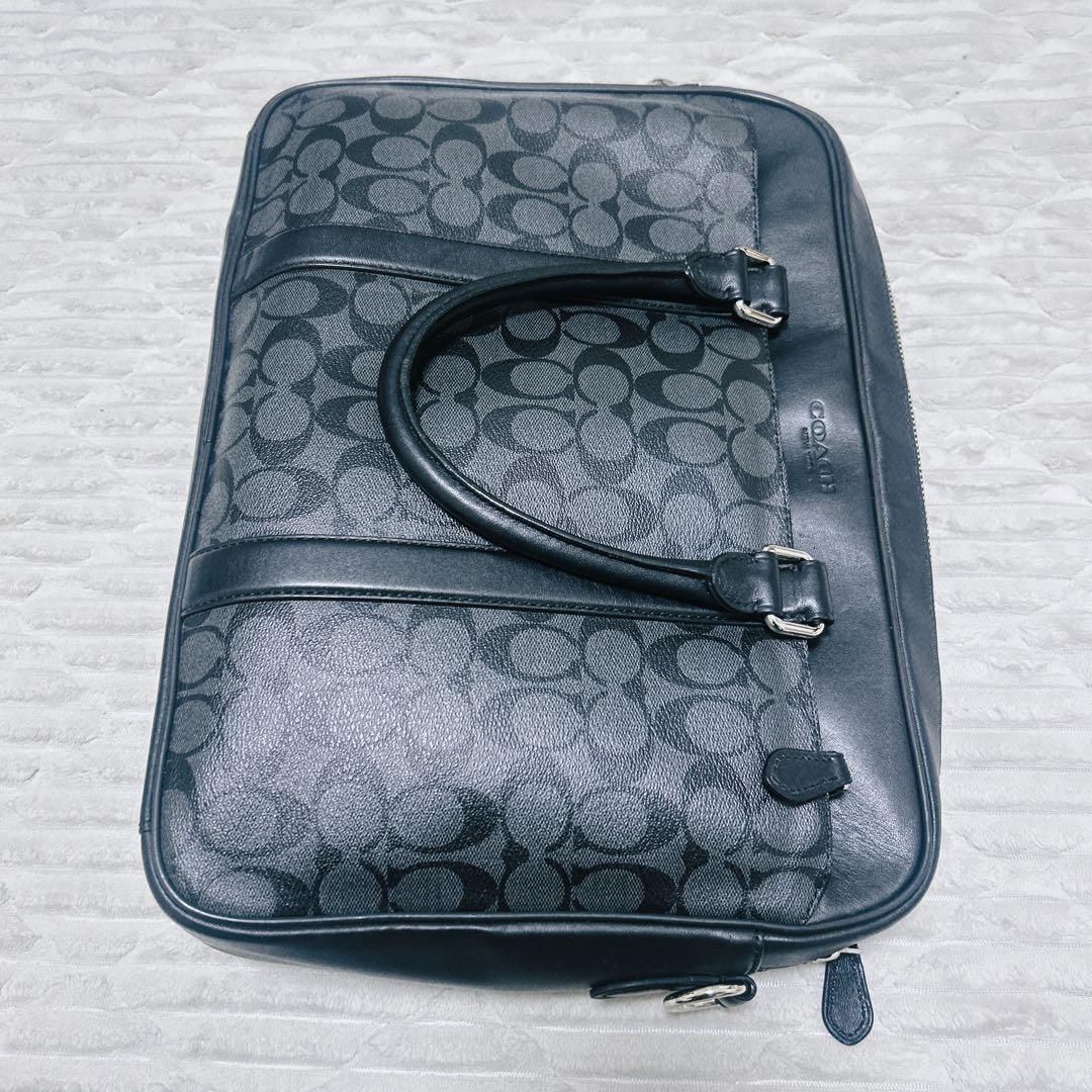 COACH シグネチャー　ビジネスバッグ レザー　グレー　ブラック　メンズ