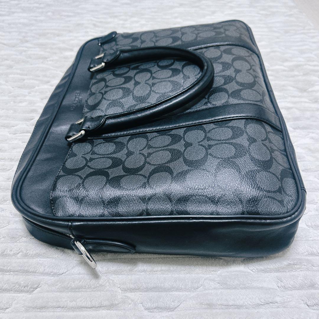 COACH シグネチャー　ビジネスバッグ レザー　グレー　ブラック　メンズ