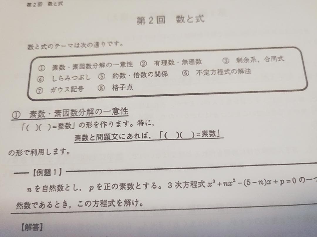 鉄緑会　高３理系数学　高２例題復習プリント　1～3部　フルセット　駿台　河合塾