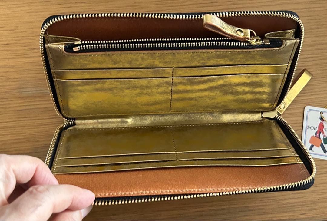 新品ポーターゴールドレザー長財布 ポーチ付き