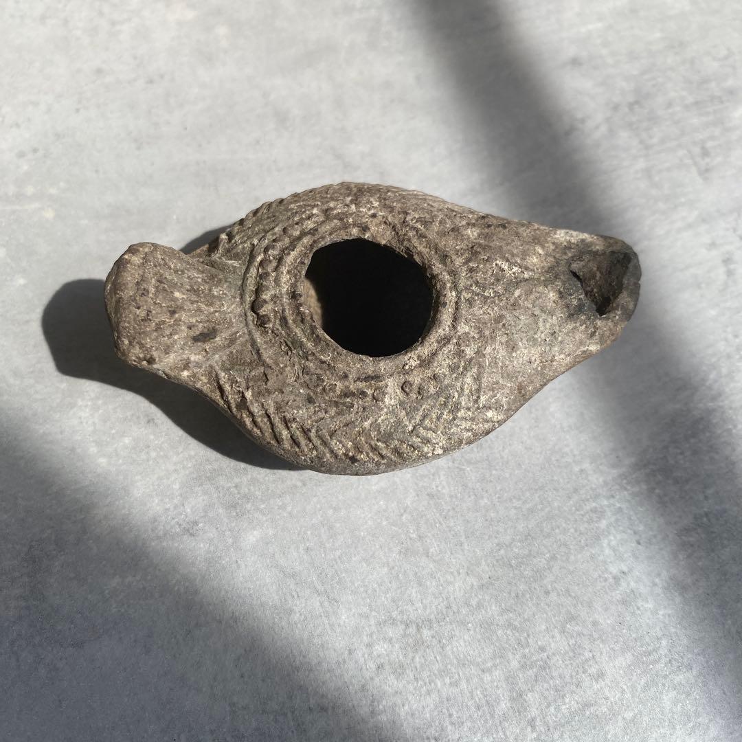 古代ローマ　アンティークオイルランプ　テコラッタ　8cm 48g