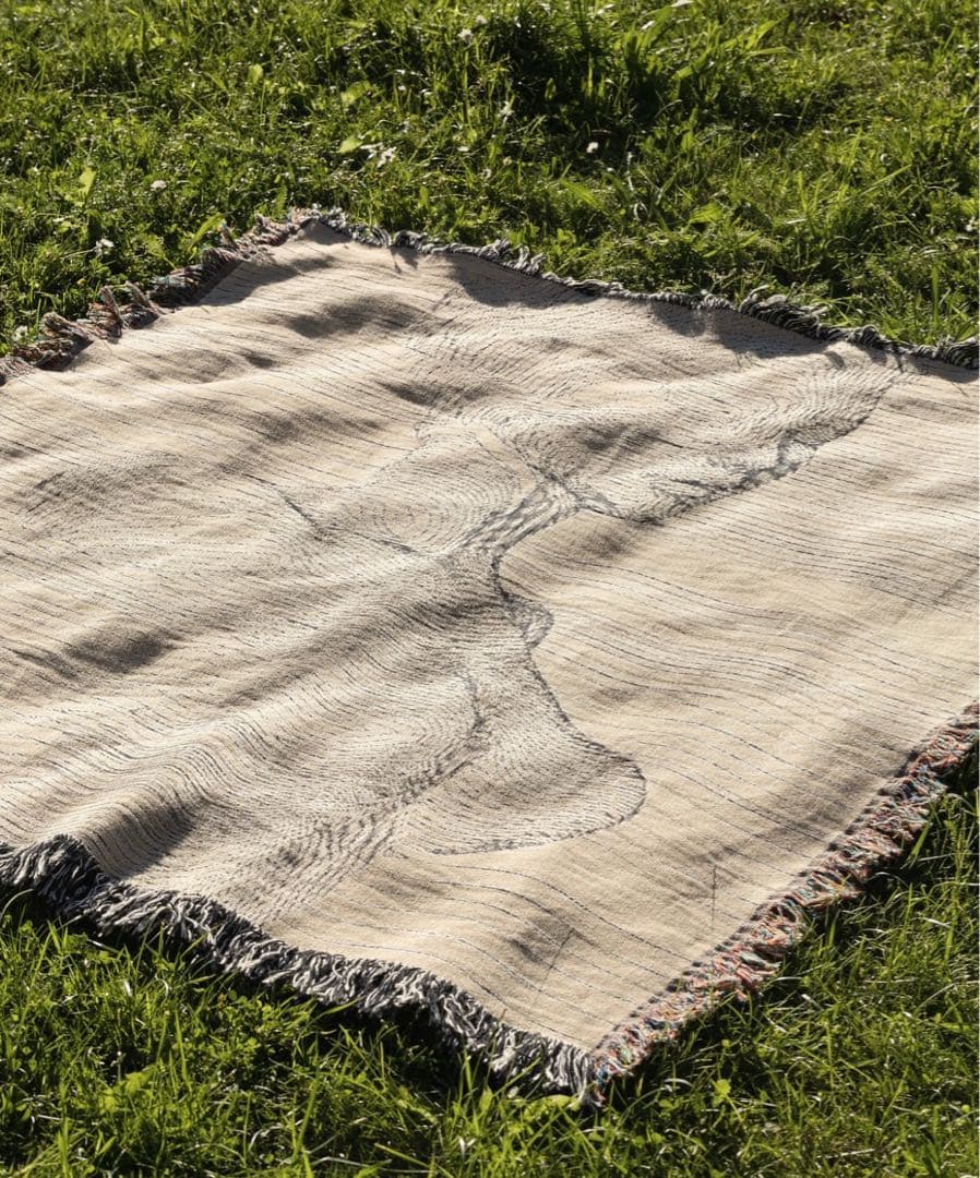 imperf フリンジ付きブランケット、ラグ L