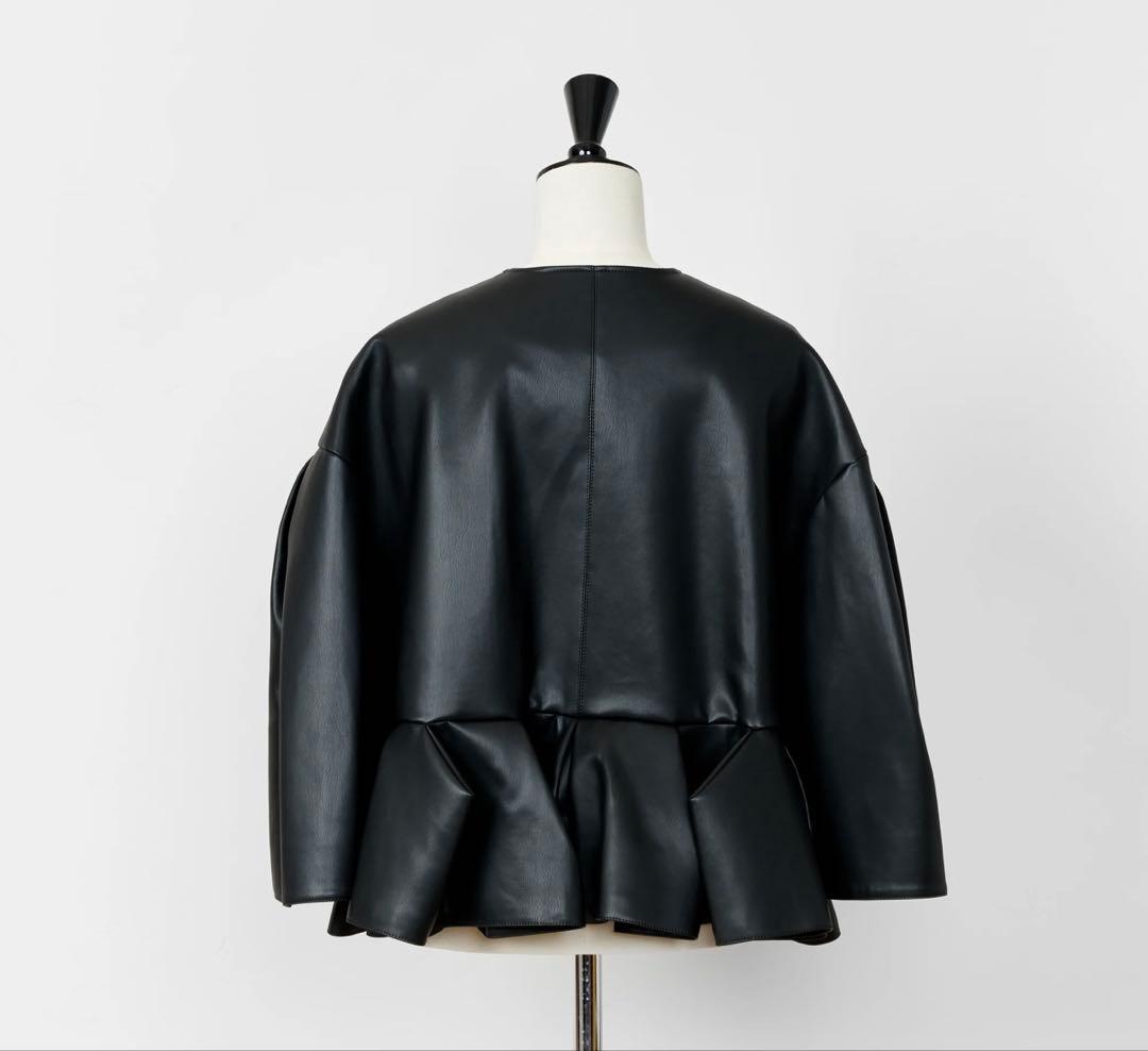 Heve【新品】Petal Form Blouson　ペプラムレザーblack