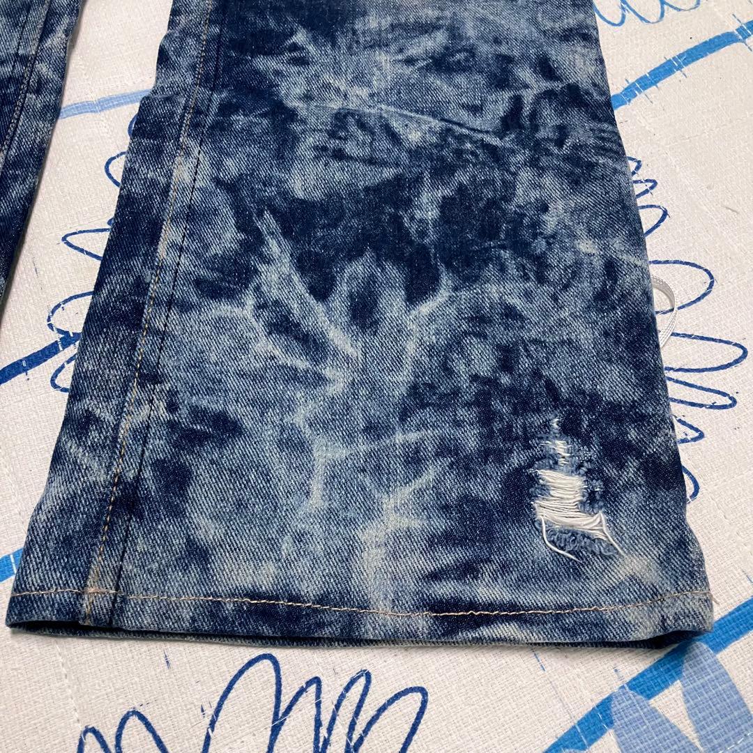【希少】MIDAS 刺繍　染め　ダメージ加工　ワイド　フレア　デニム　パンツ