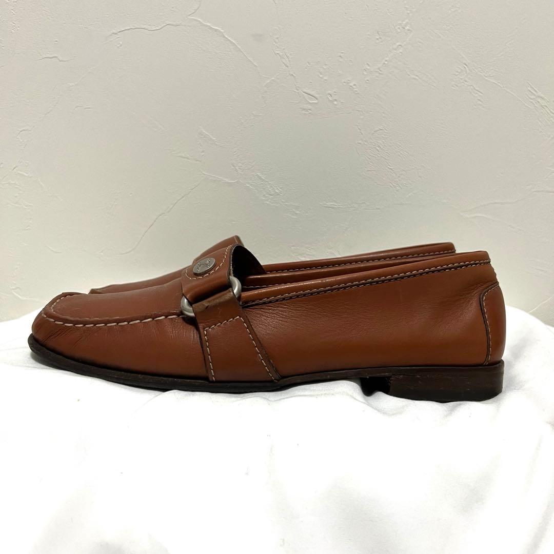 vintage old Celine セリーヌ レザー ローファー バックル