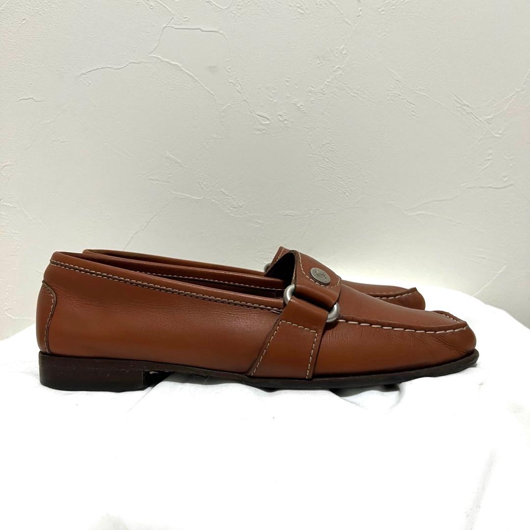 vintage old Celine セリーヌ レザー ローファー バックル