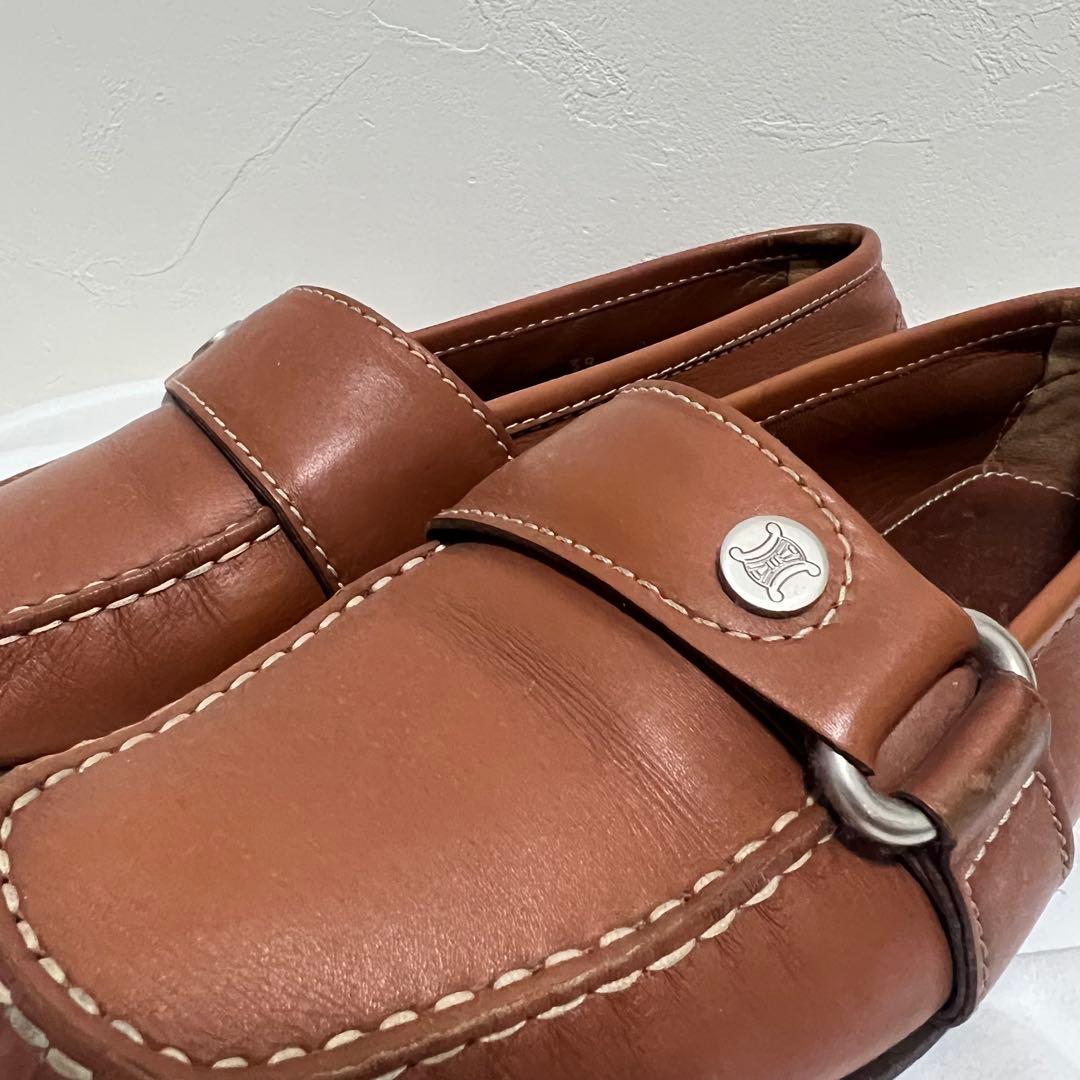 vintage old Celine セリーヌ レザー ローファー バックル