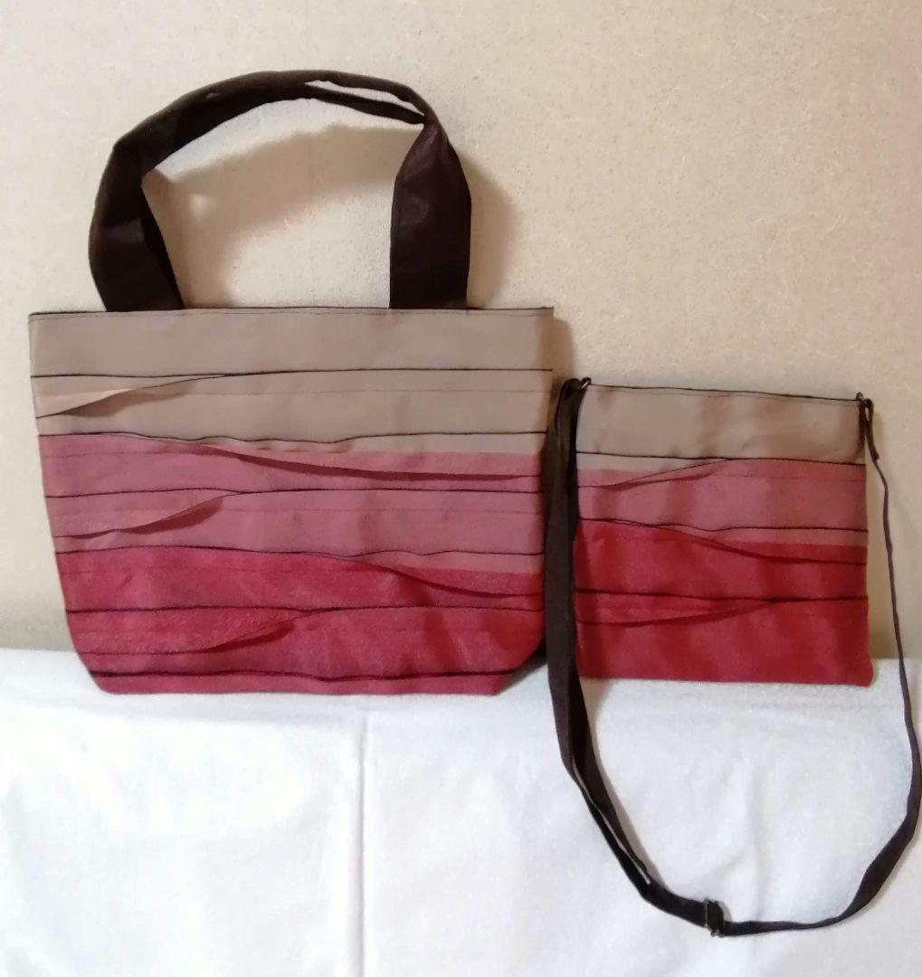 畳へり　トートバッグ　オレンジ×ピンク×赤　大きめのA4サイズ　ほか