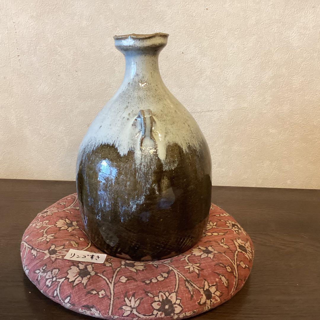 叩き朝鮮唐津耳付花生　唐津焼中里太郎右衛門作