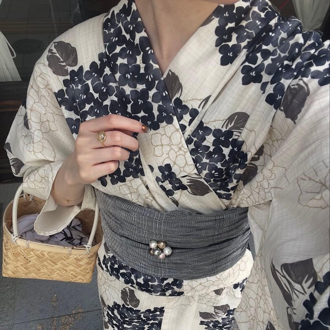 hinari 紫陽花　浴衣セット　帯　下駄付き　ブルー　新品未開封　きりまる