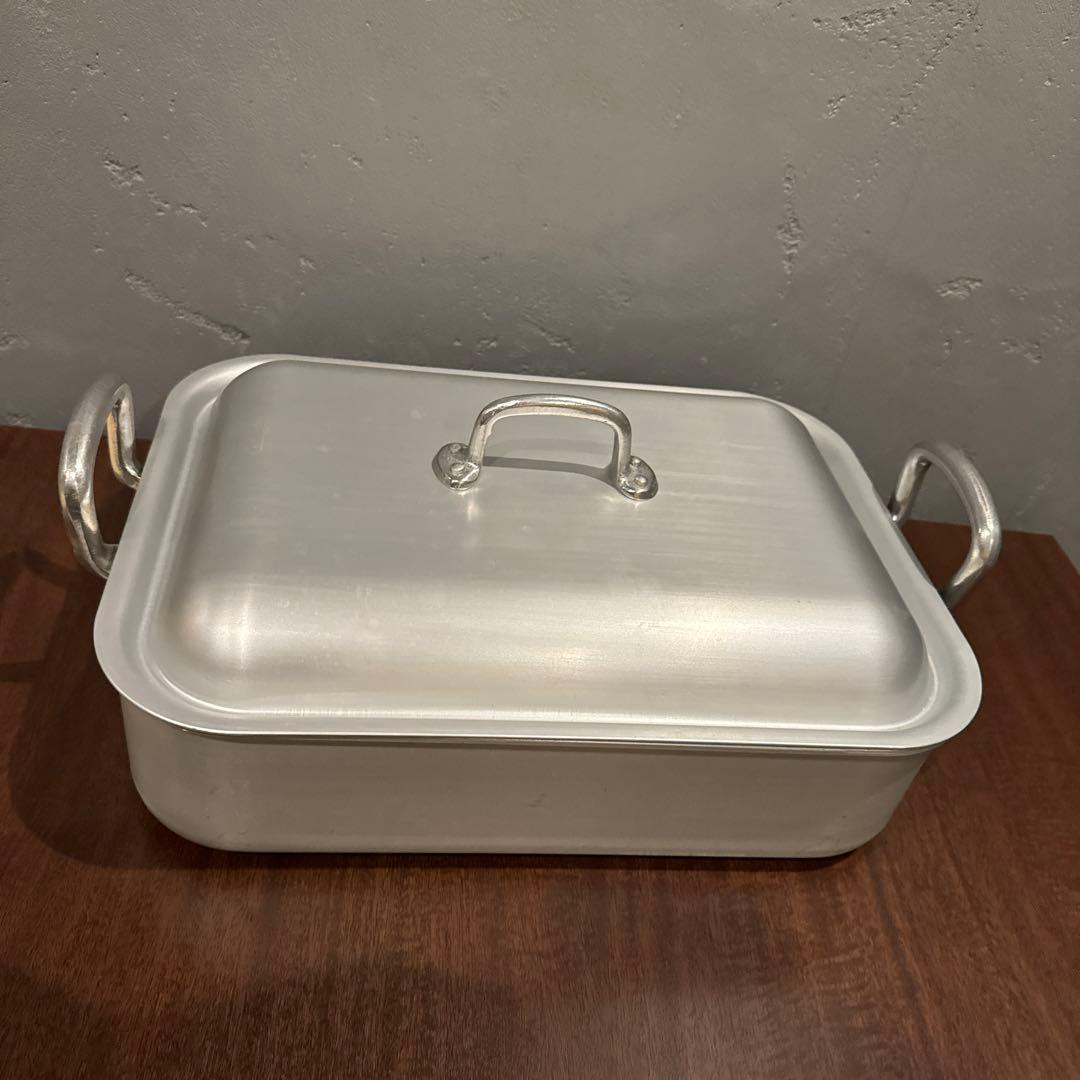 【超希少】中尾アルミ特注品　アルミおでん鍋（仕切り付き角形鍋）25cm×35cm