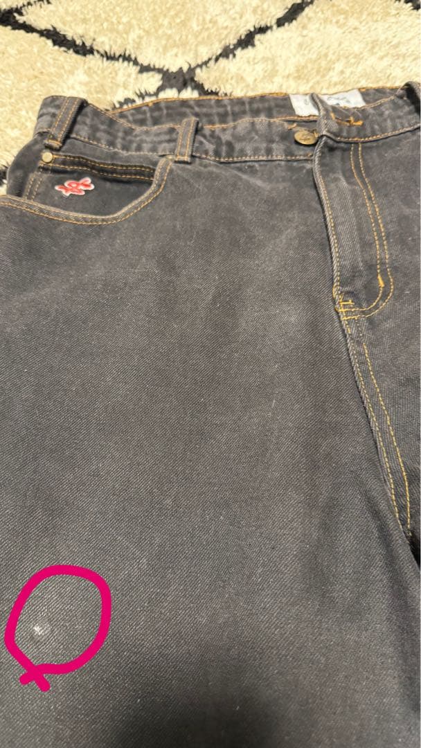 パンツ CASH ONLY BAGGY DENIM JEANS WASHED BLACK