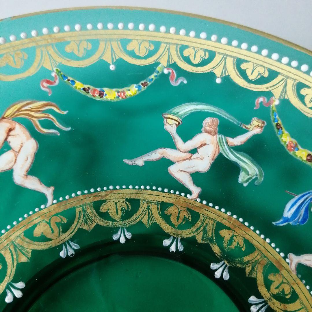 イタリア　ベネチアングラス　ヴェネツィア　ムラノ　エナメル彩　金彩　皿　ボウル