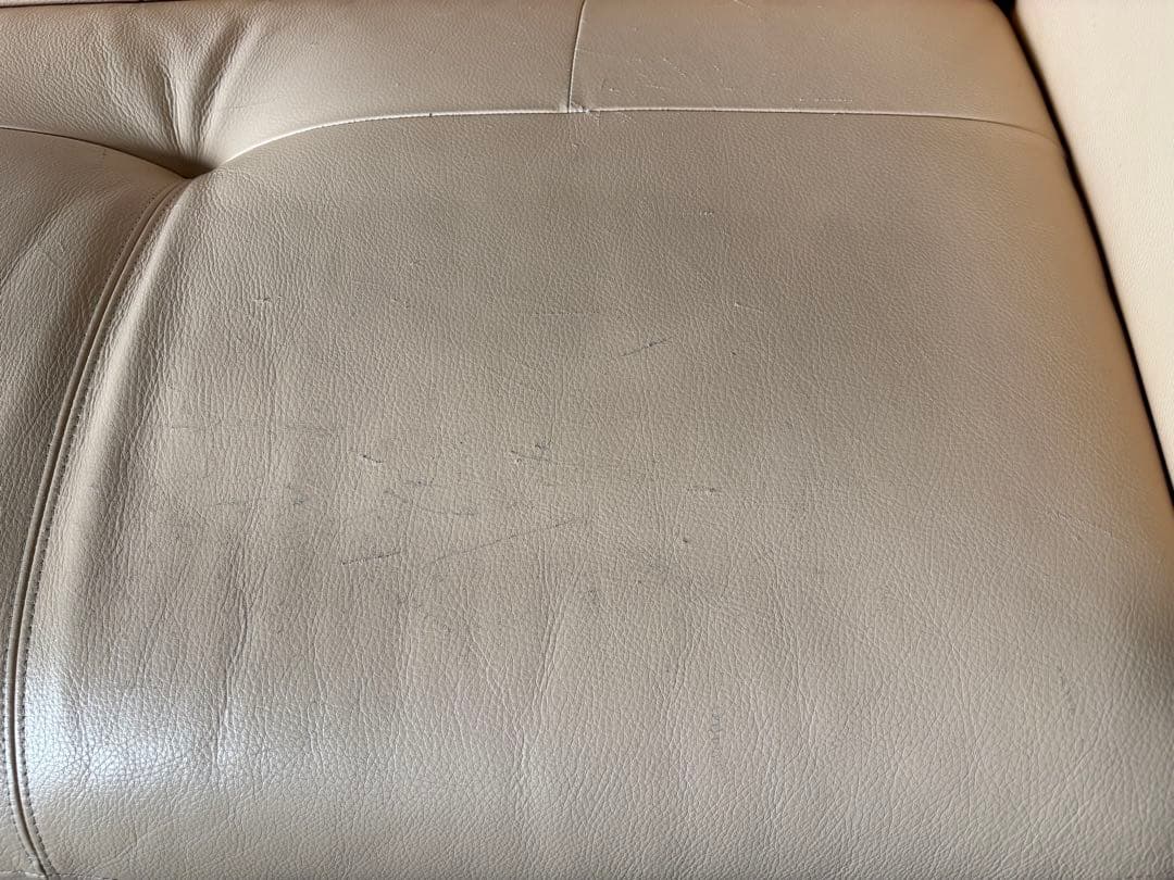 【送料込】カリモク 本革 レザー ハイバック3人掛 トリプル ソファ 木肘