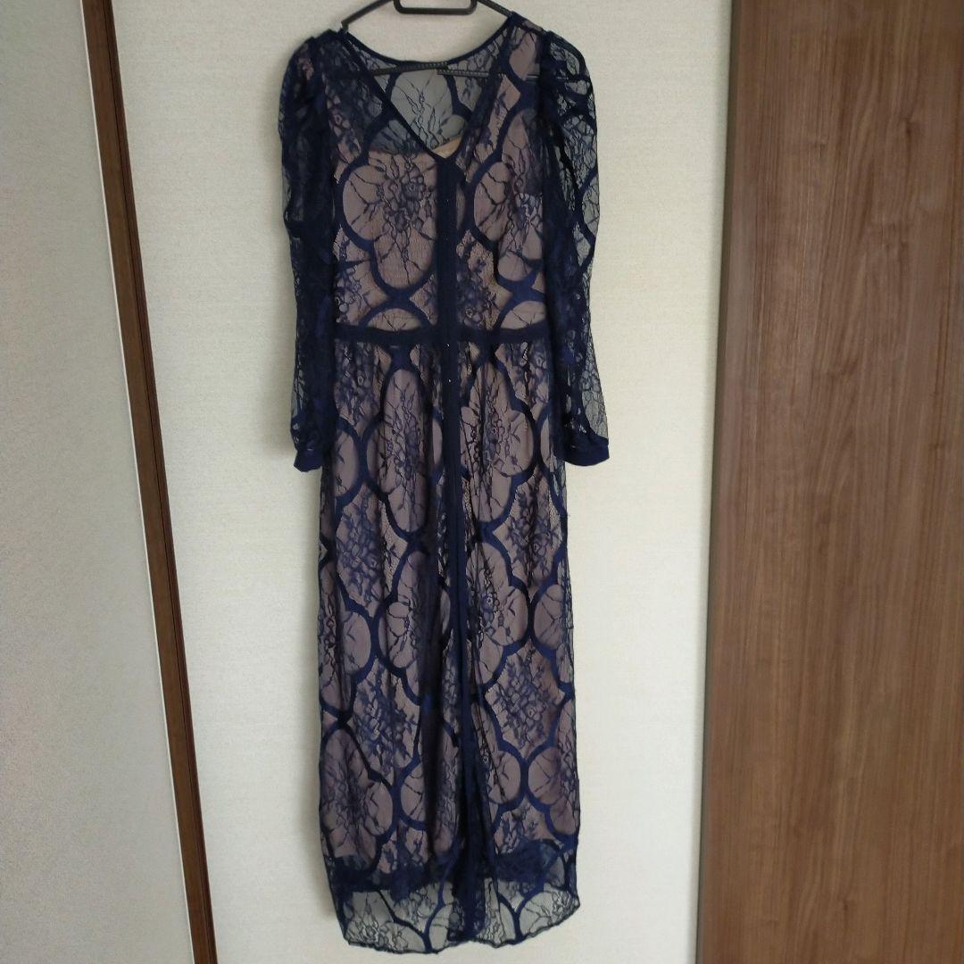 【完売品】エトル レイヤードレースドレス ダークブルー