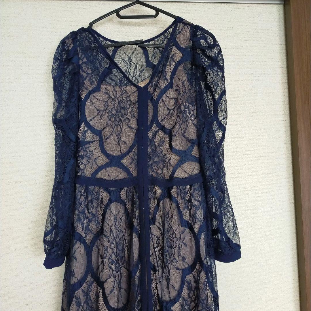 【完売品】エトル レイヤードレースドレス ダークブルー