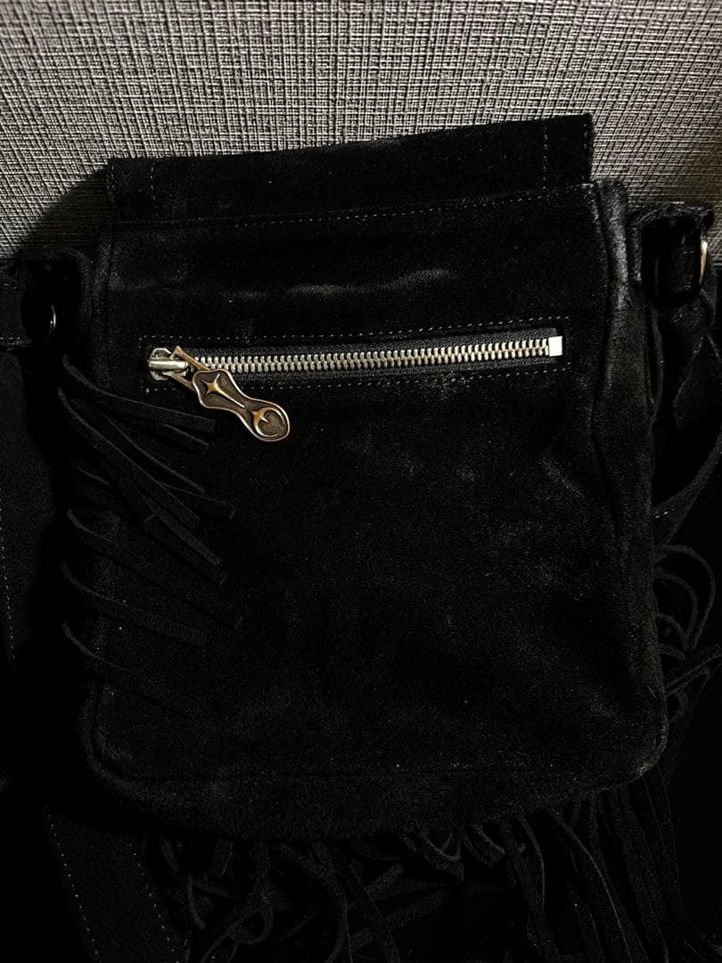 希少品　Thug club レザーフリンジショルダーバック　BLK