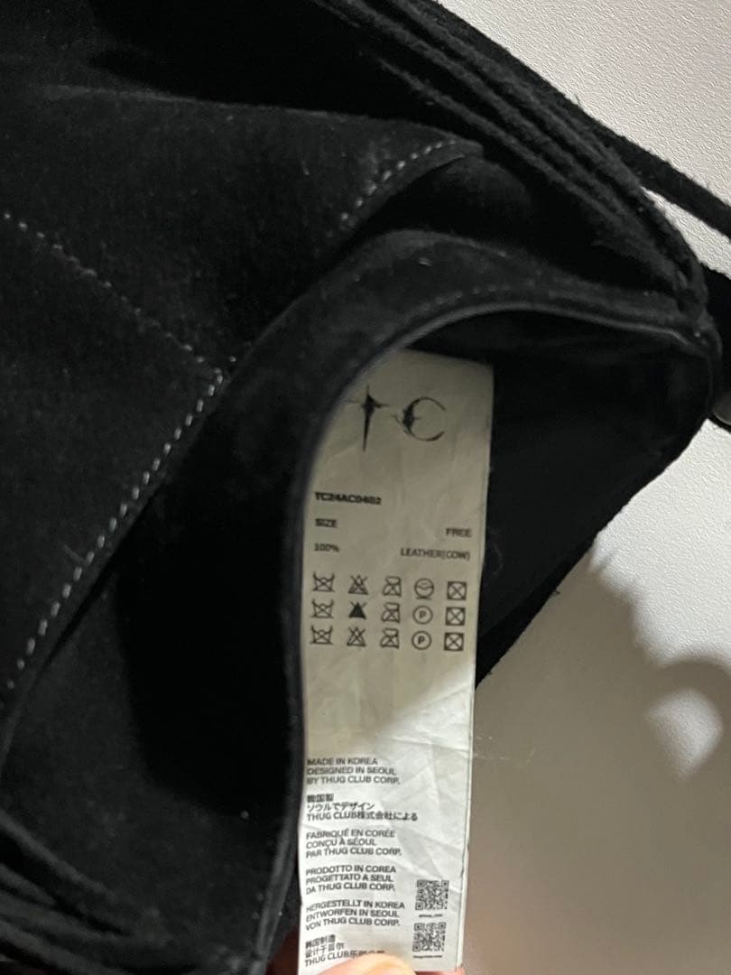 希少品　Thug club レザーフリンジショルダーバック　BLK
