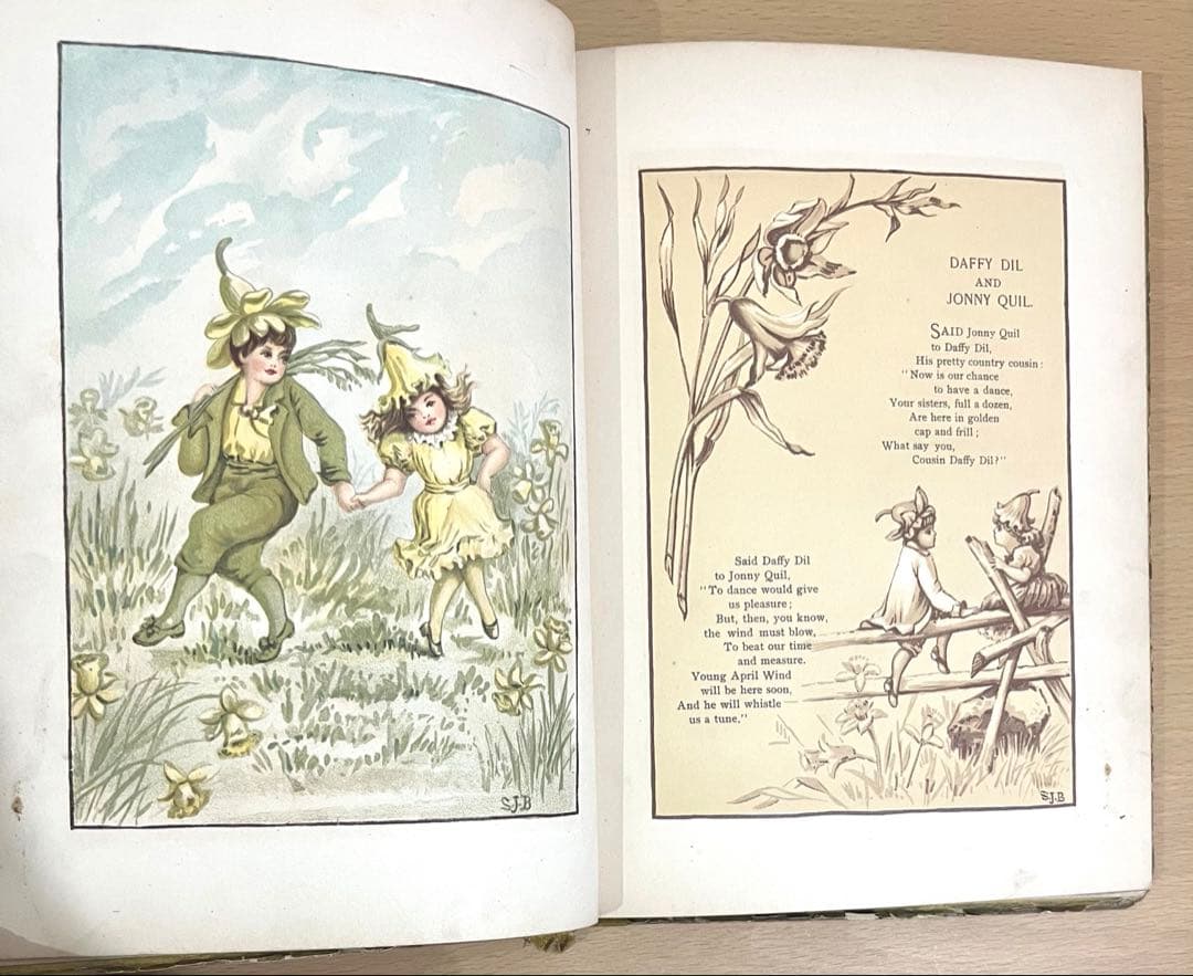 No349希少 アンティーク 古書 洋書 絵本 ビクトリアン児童書 童謡 詩集