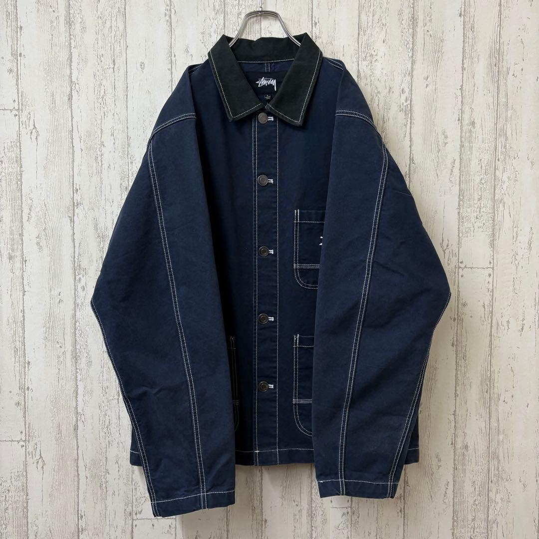 【激レア】STUSSY ステューシー　カバーオール　ジャケット　完売モデル　刺繍