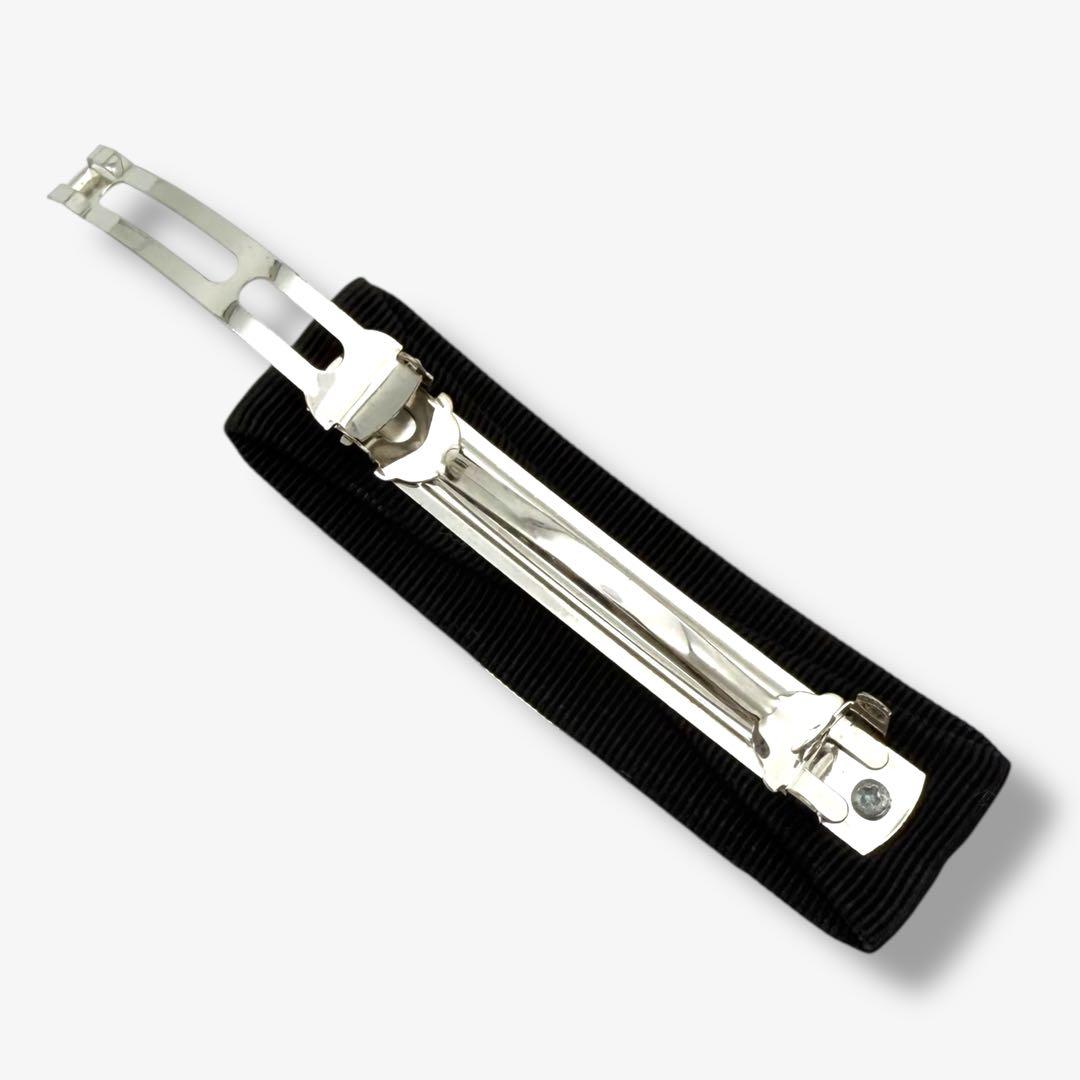 【美品】サルヴァトーレ フェラガモ ヴァラリボン バレッタ ブラック シルバー