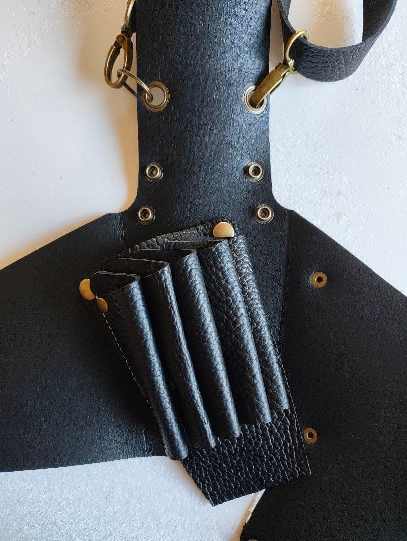 シザーケース　本革　5丁　黒