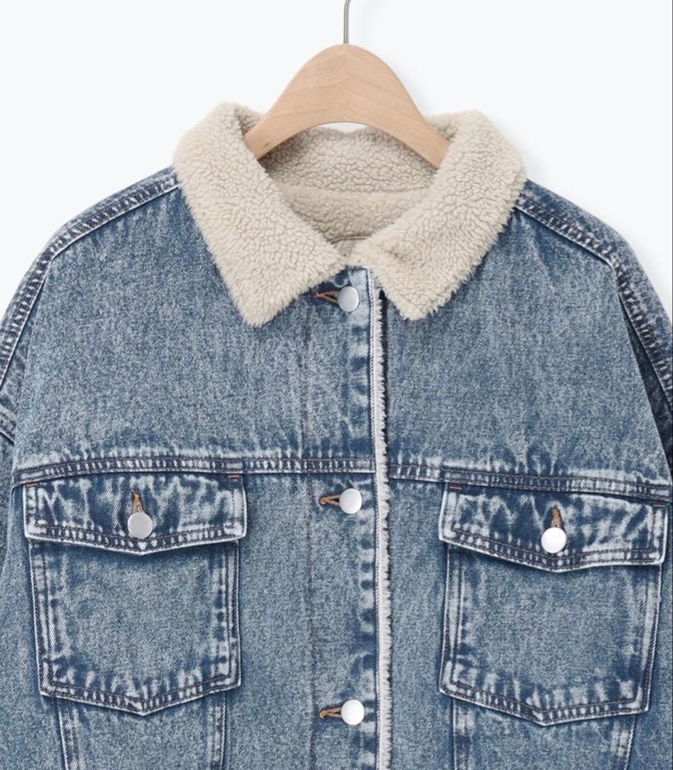 サマンサモスモスデニムジャケット　デニムボアジャケット　ブルー