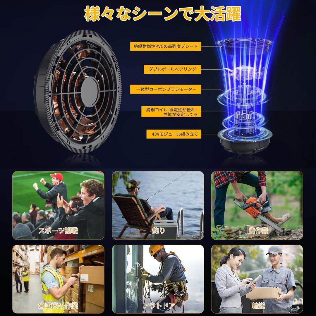 【2025新登場 史上最強 43V超高出力 30000mAh】空調作業服 ファン
