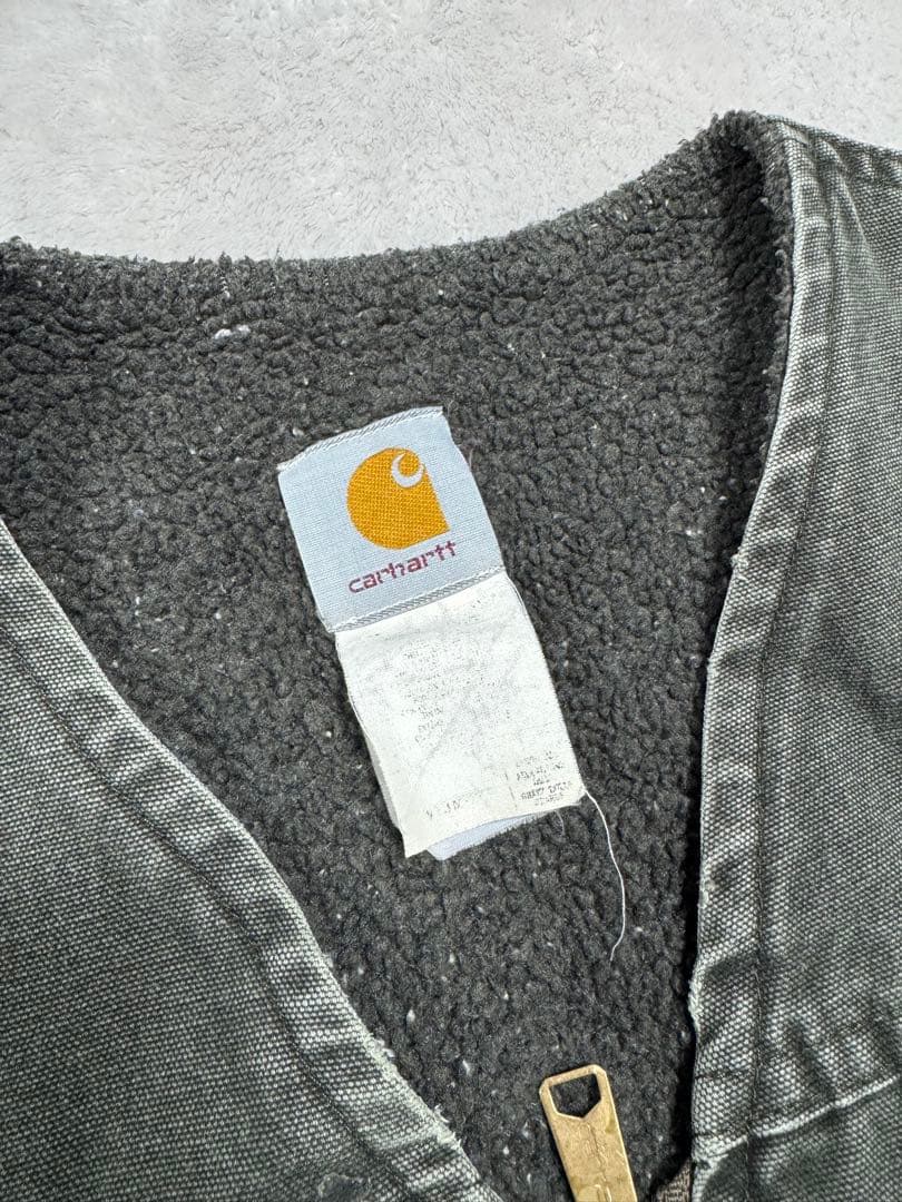 こ*ー様 00s carhartt USA製 ダックベスト モス ボア ペンキ