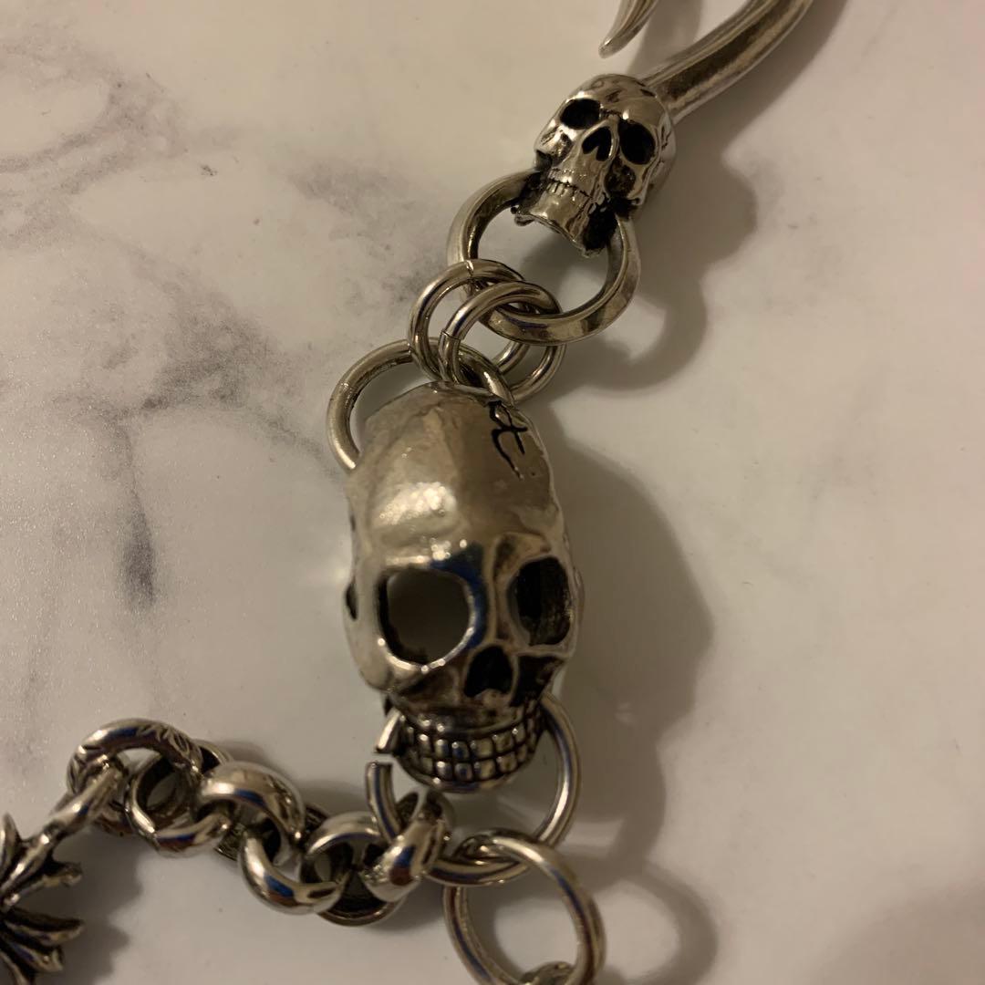 『希少』シルバー スカル クロス ウォレットチェーン