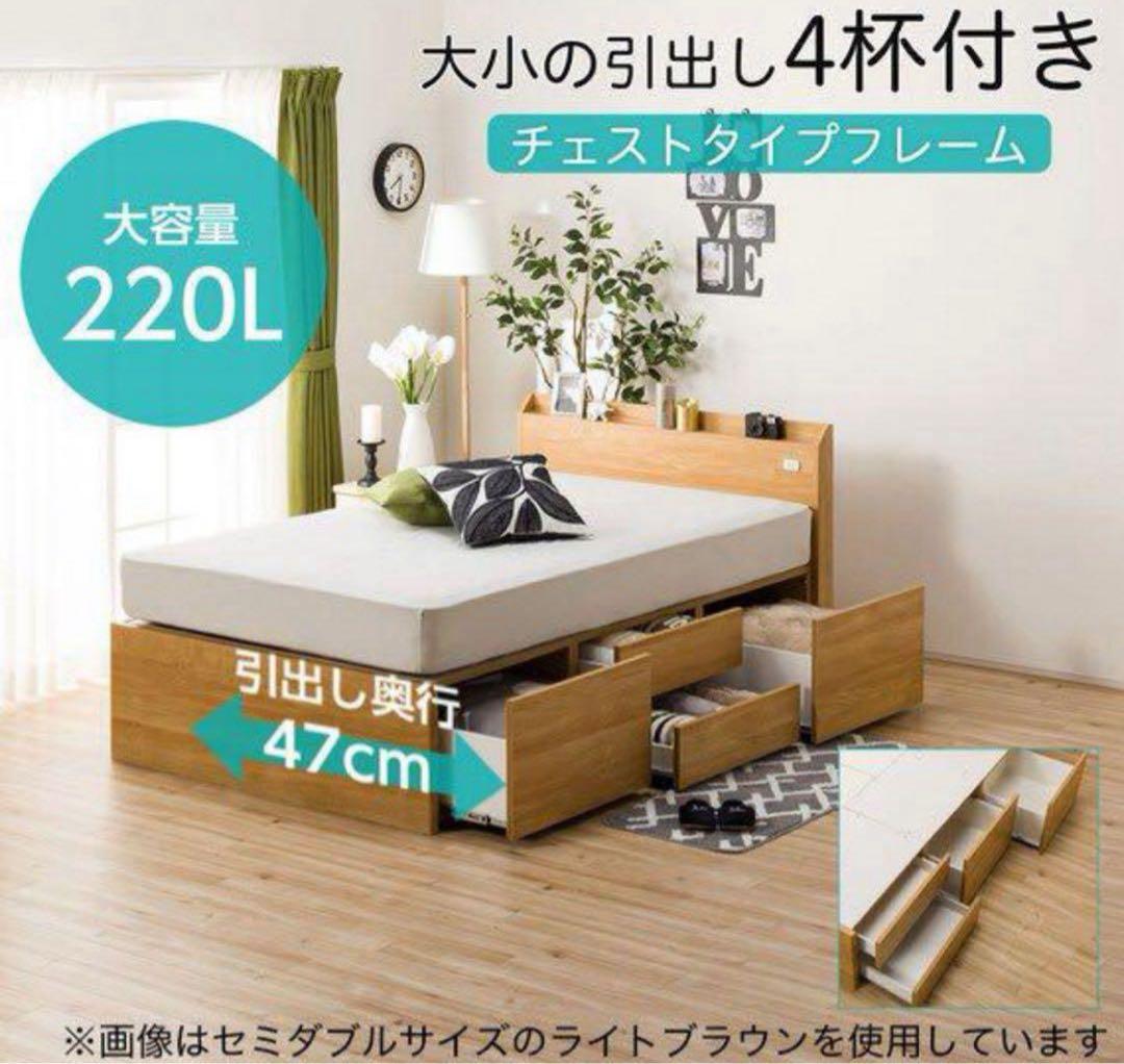 ニトリ　シングルサイズ　ベッドフレーム　大容量収納　コンセント　指定地域送料無料