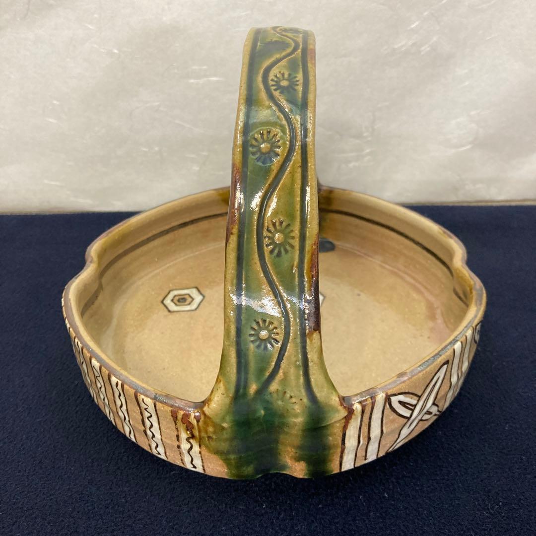 茶道具　鳴海おりべ手付鉢　佐々木八十二作　共箱