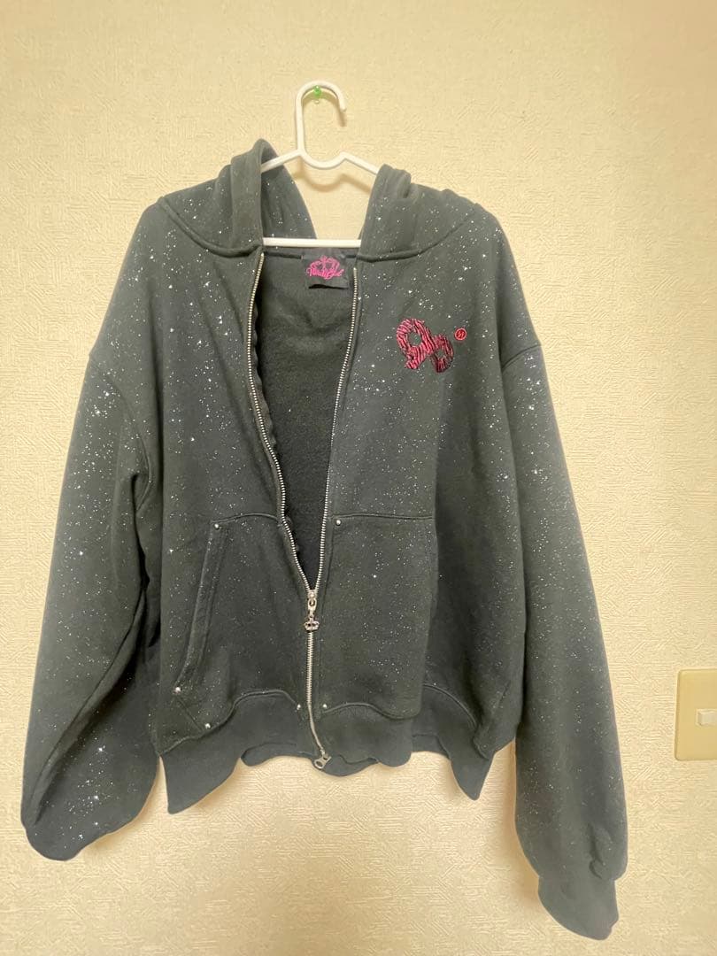 9090 girl Glitter Zip Hoodie pink Lサイズ