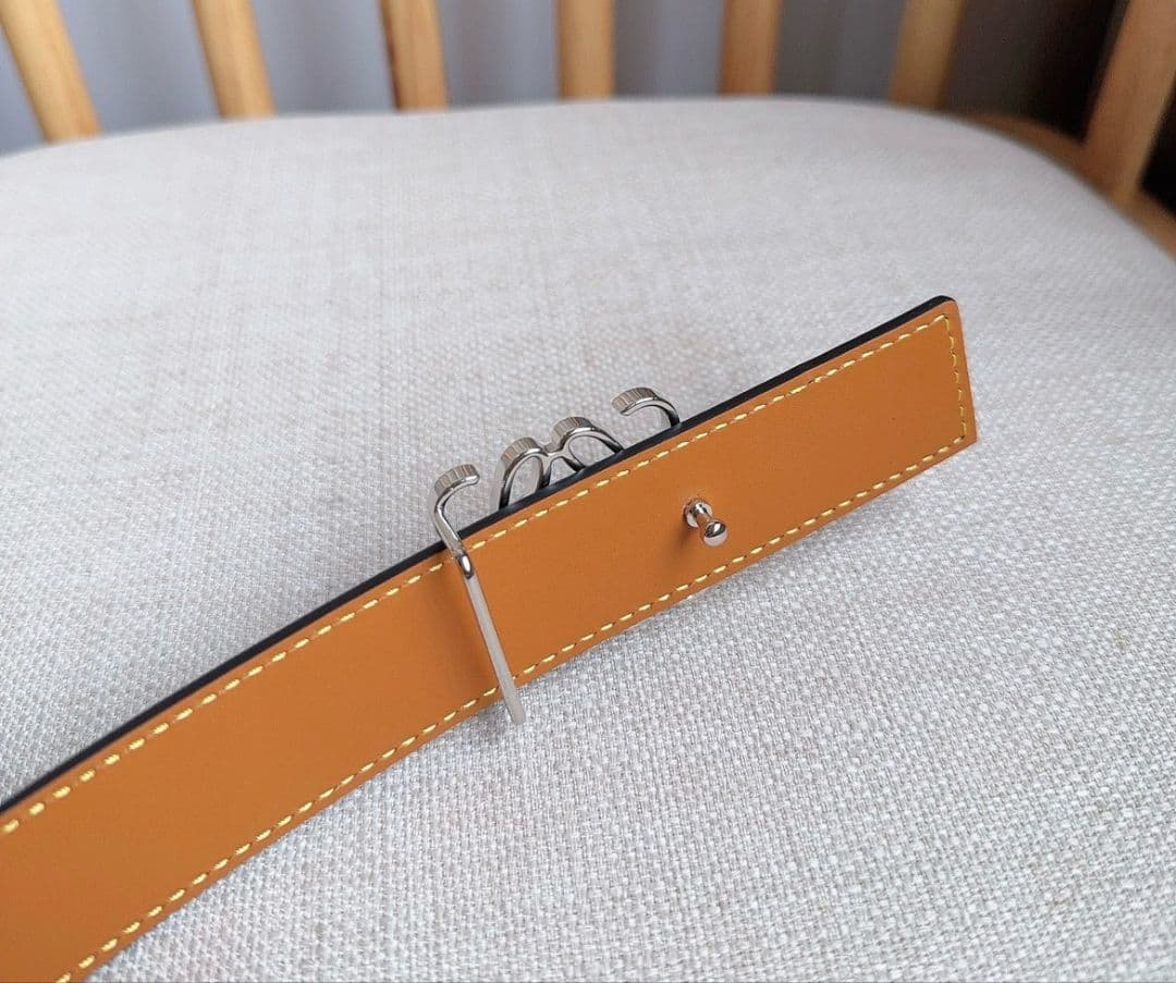 LOEWE アナグラム レザーベルト ブラック シルバー金具