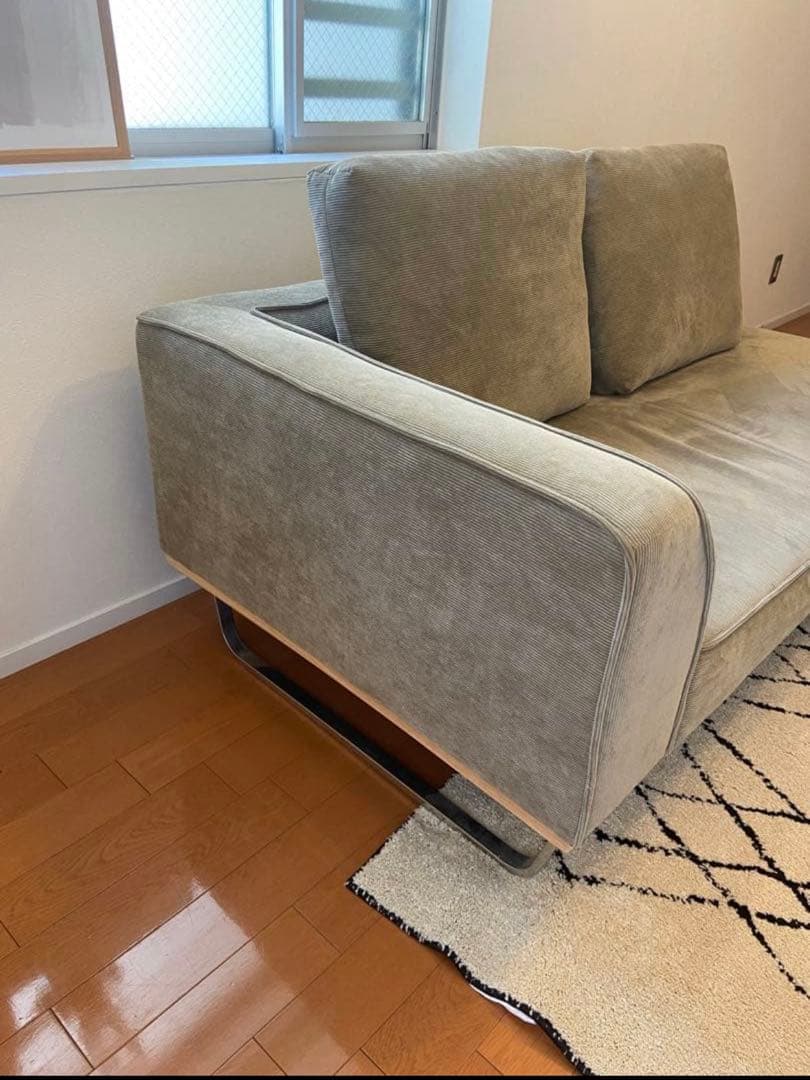 ファブリックコーデュロイカウチソファー　3人掛け