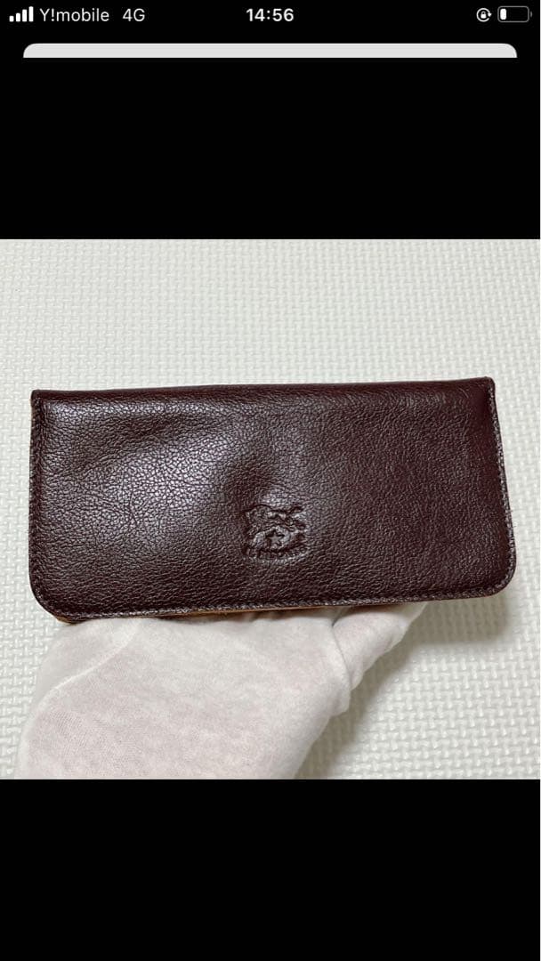 未使用　IL BISONTE イルビゾンテ　レザーフラップ長財布　チョコ　濃茶