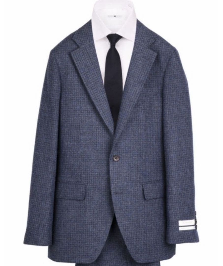 suit select Y4 ダークブルー チェック柄 ビジネススーツ