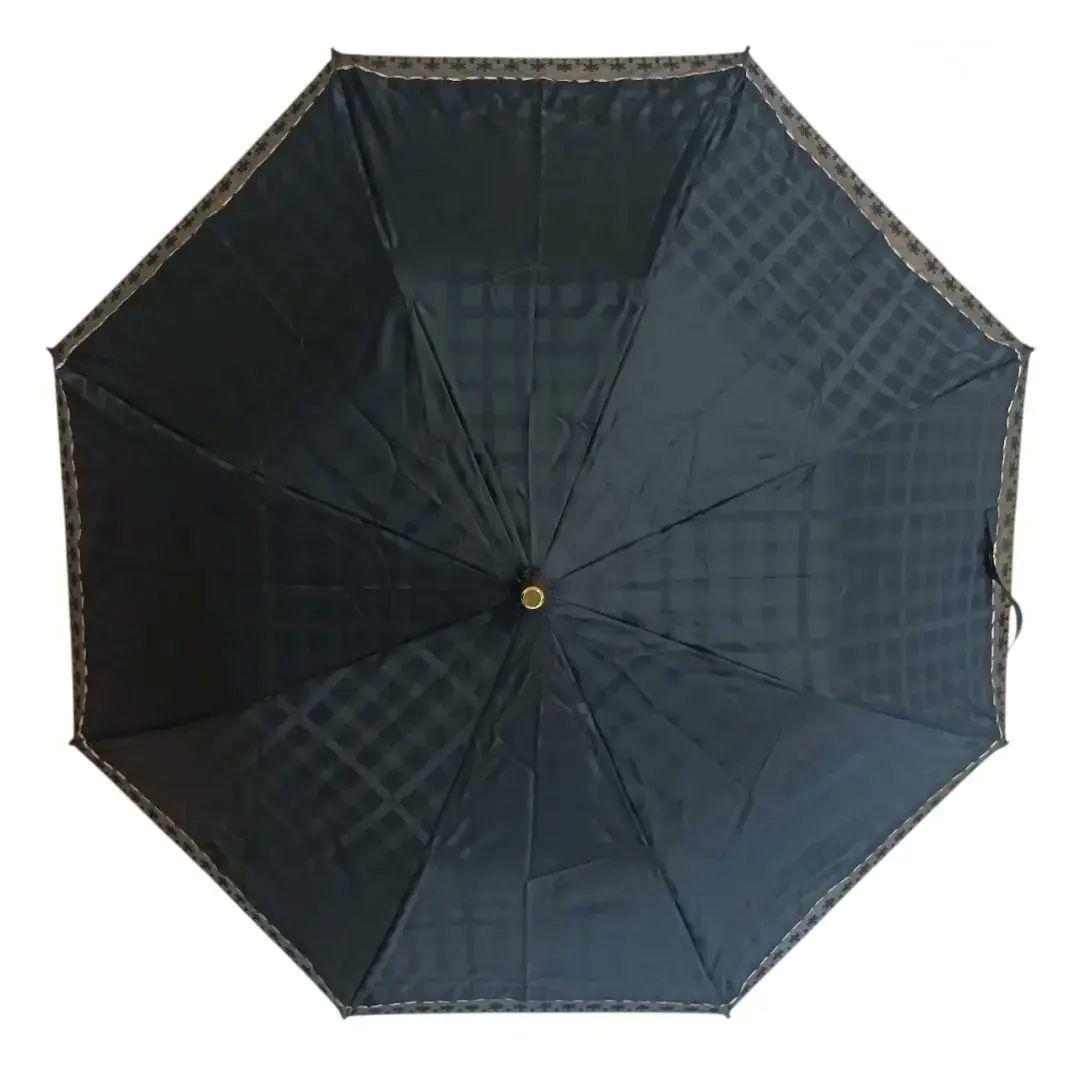 【新品未使用】DAKS 晴雨兼用日傘 ジャガードチェック ブラック 折りたたみ傘