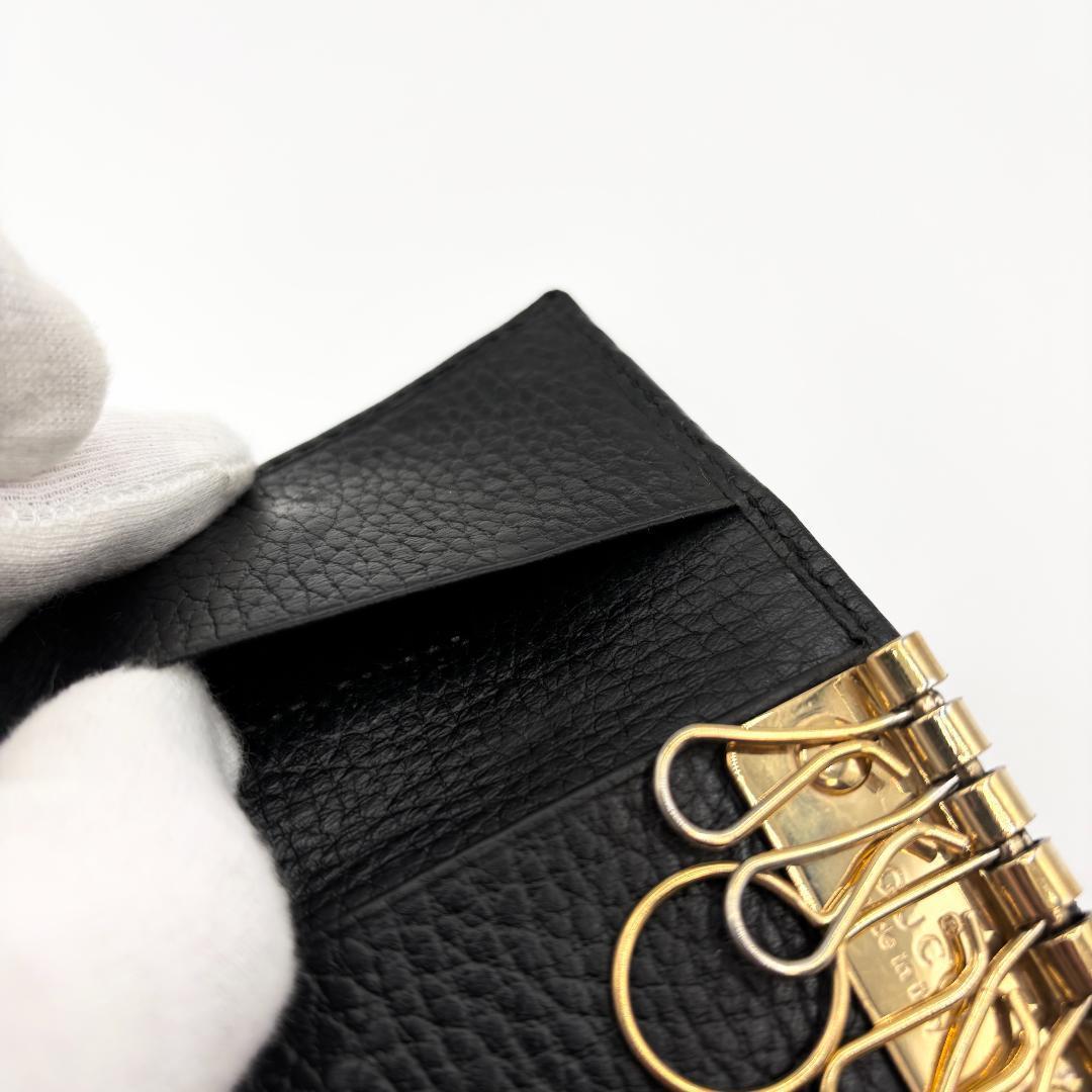 付属品完備✨️グッチ GGマーモント 6連レザーキーケース 黒 ゴールド金具