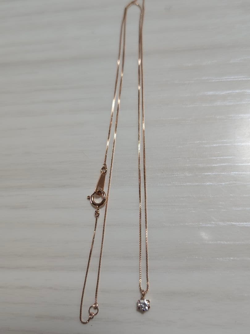 K10PG 天然ダイヤモンド (無色) 0.1カラット 1粒 ネックレス