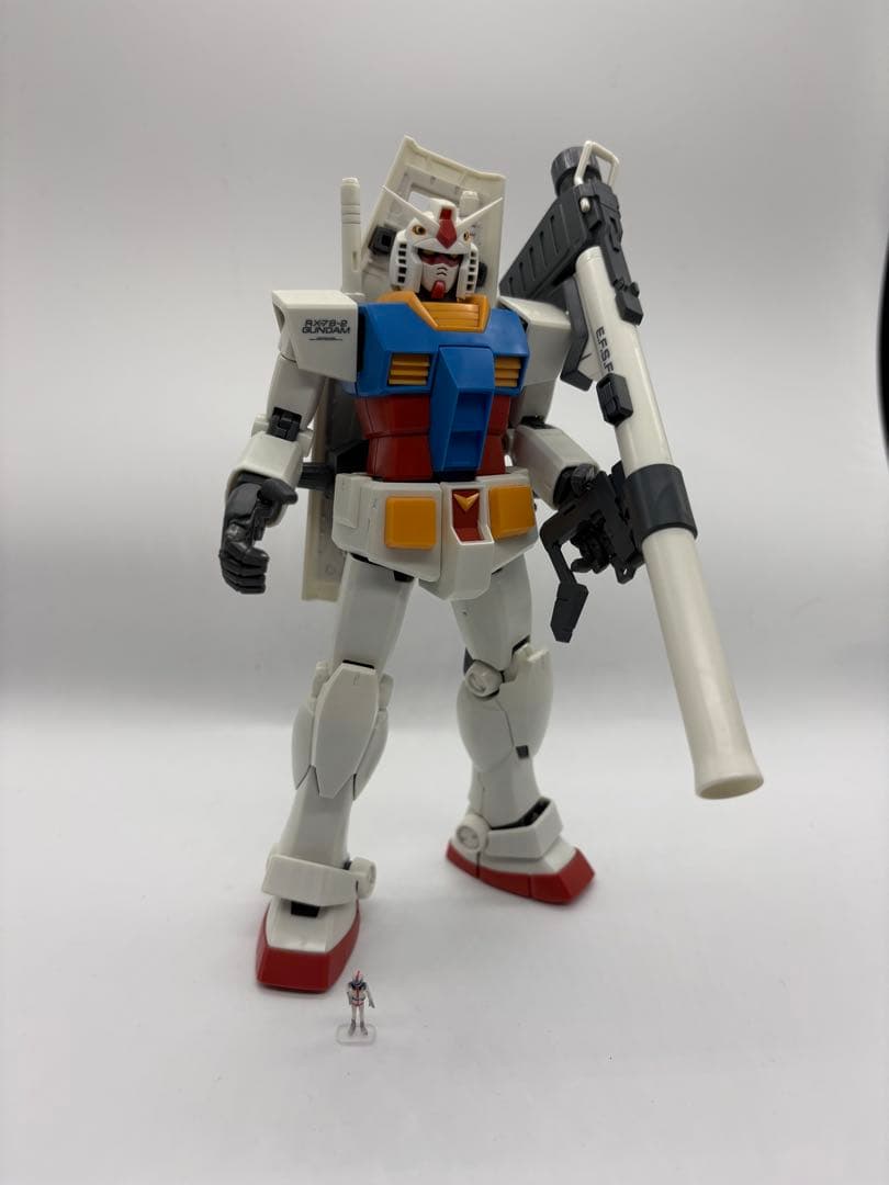 【斉の】ガンプラ完成品　MG 1stシリーズ5体セット+アクションベース