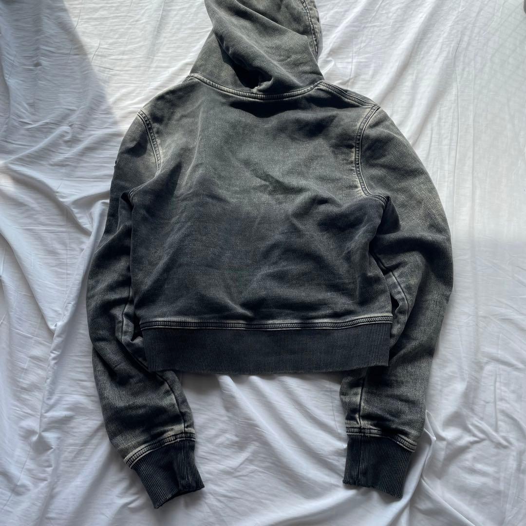 DIESEL D-ANGY-HOOD TRACK ダメージ グレー S パーカー