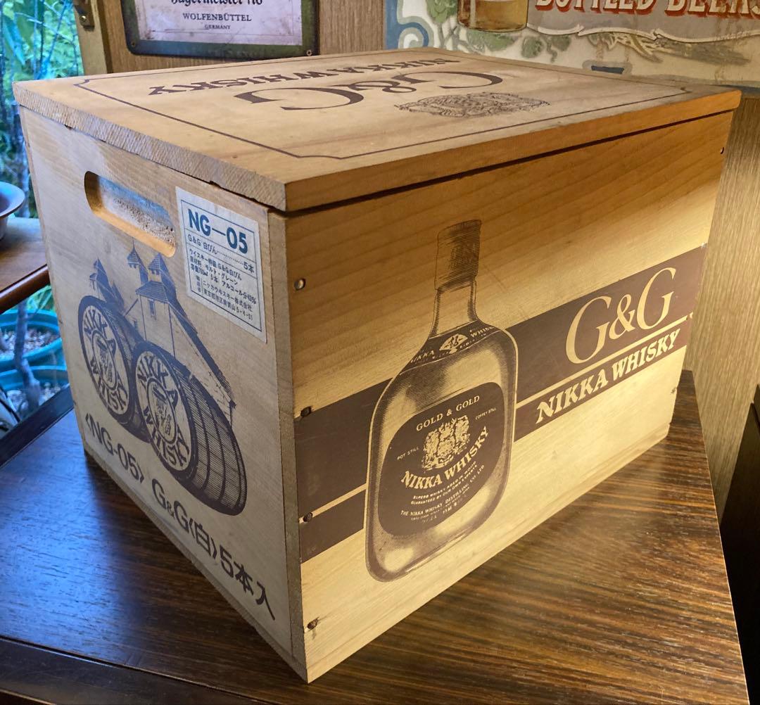 G&G ニッカ ウイスキー ヴィンテージ 木箱 酒 昭和 レトロ 収納 ボックス
