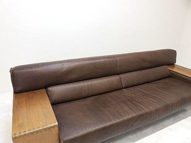 ジ*3様 カンディハウス 「ボルス」 総革3人掛けソファ 　トリプルソファ/3P