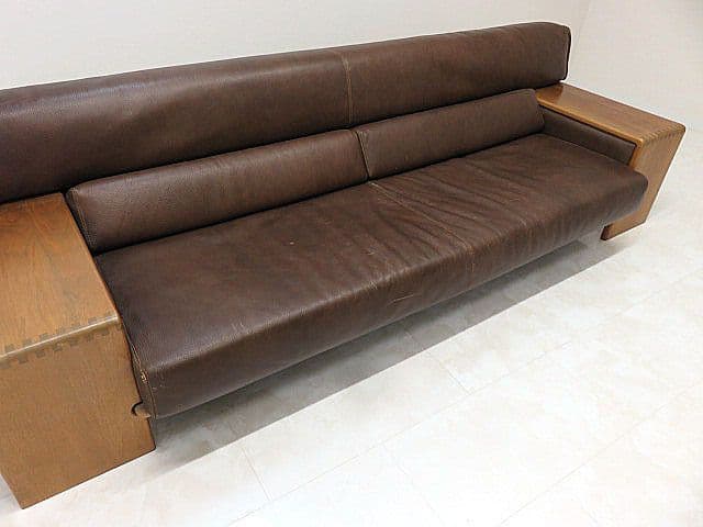 ジ*3様 カンディハウス 「ボルス」 総革3人掛けソファ 　トリプルソファ/3P