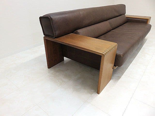 ジ*3様 カンディハウス 「ボルス」 総革3人掛けソファ 　トリプルソファ/3P