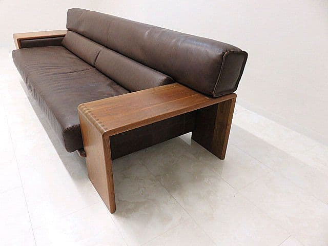 ジ*3様 カンディハウス 「ボルス」 総革3人掛けソファ 　トリプルソファ/3P