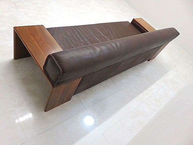 ジ*3様 カンディハウス 「ボルス」 総革3人掛けソファ 　トリプルソファ/3P