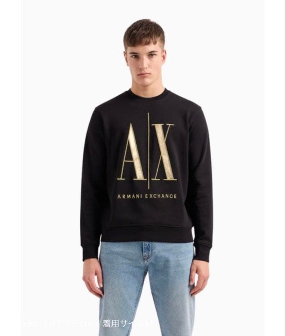 Armani Exchange ブラック ロゴスウェット
